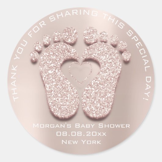 Heart Feet Baby Dusche Gefallen Geschenk Dankeschö Runder Aufkleber (Vorderseite)