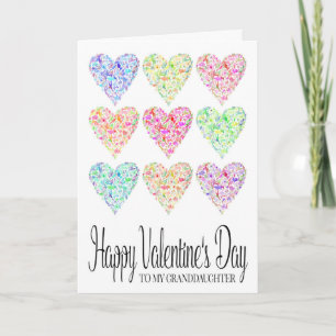 Heart Filled Happy Valentine's Day Granddaughter Karte