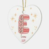 Heart First Christmas Baby Girl with Initial E Keramik Ornament (Links)