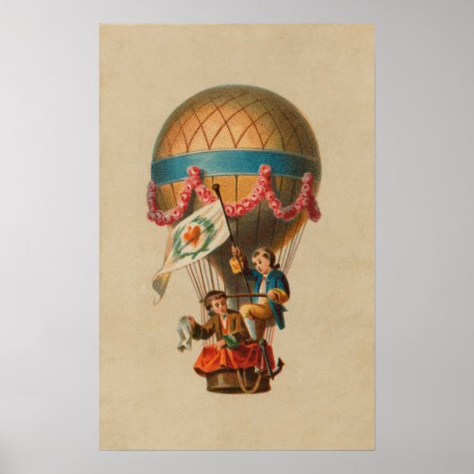 Heart Flag Hot Air Balloon Poster (Vorne)