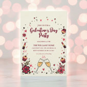Heart Floral Galentine’s Party Invitation Einladung