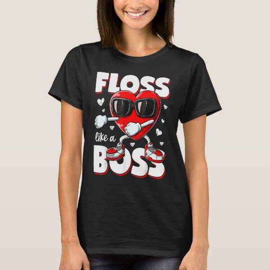 Heart Floss Like A Boss Valentines Day Boys Kids F T-Shirt (Vorderseite)
