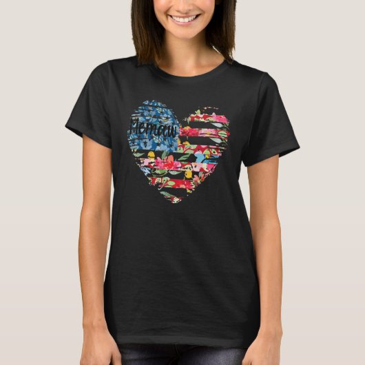 Heart Flower Flag Memaw T-Shirt (Vorderseite)