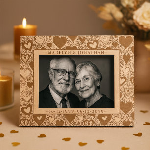 Heart & Foliage Valentinstag Hochzeitstag Geätzte Rahmen