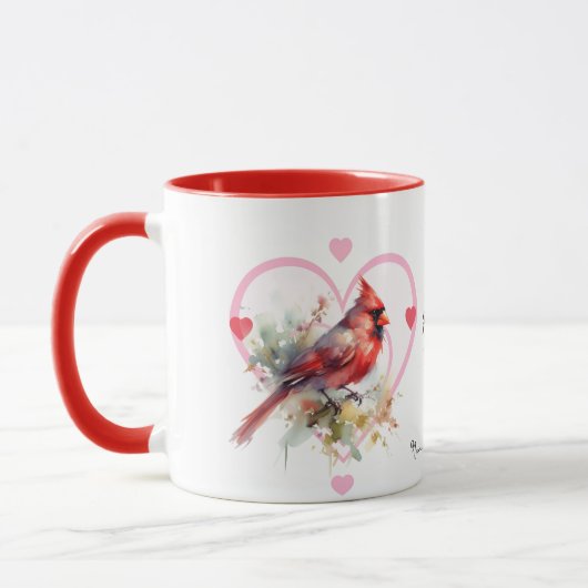  Heart  'Forever' Red Cardinal Heart Personalize Tasse (Links)