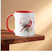 Heart 'Forever' Red Cardinal Heart Personalize Tasse