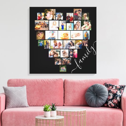 Heart Foto Collage 29 Picture Family Script Leinwanddruck (Insitu (Wohnzimmer))