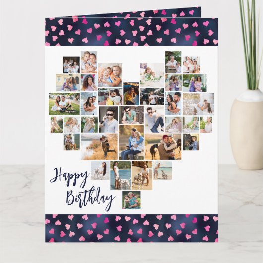 Heart Foto Collage 36 Pic Liebe Herz Geburtstag Karte (Vorderseite)