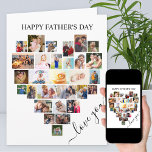 Heart Foto Collage Liebe Script Vatertag Karte<br><div class="desc">Sage "Happy Vatertag" mit einer Liebe Herz Foto Collage Card. Die Fotovorlage ist für Sie Set, um Ihre Bilder hinzuzufügen, und arbeitet in Reihen von oben bis unten. Die Foto-Collage enthält 29 Fotos, die in einer Mischung aus Portrait, Landschaft und Quadrat/Instragram-Formaten dargestellt werden. "Liebe Sie" wird in handgeschriebenen Schriften geschrieben...</div>