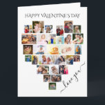 Heart Foto Collage Liebe Sie Script Valentine's Karte<br><div class="desc">Sage Happy Valentine's Day mit einer Liebe Herz Foto Collage, personalisierte Karte. Die Fotovorlage ist für Sie Set, um Ihre Bilder hinzuzufügen, und arbeitet in Reihen von oben bis unten. Die Foto-Collage enthält 29 Fotos, die in einer Mischung aus Portrait, Landschaft und Quadrat/Instragram-Formaten dargestellt werden. Der Name wird in elegantem,...</div>