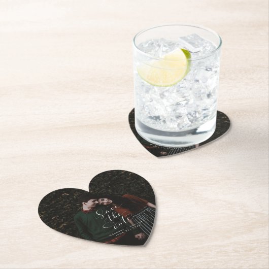 Heart Foto Hochzeit Speichern Sie das Datum Untersetzer (Vor Ort)