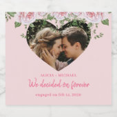 Heart Foto personalisiert Drehbuch Moderne Paar Schaumweinetikett (Einzelnes Label)