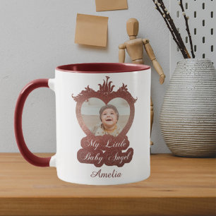 Heart Frame Baby Foto Little Angel Red Keepake Tasse