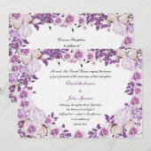 Heart Frame Lila Lavendel Rose Hochzeit Einladung (Vorne/Hinten)