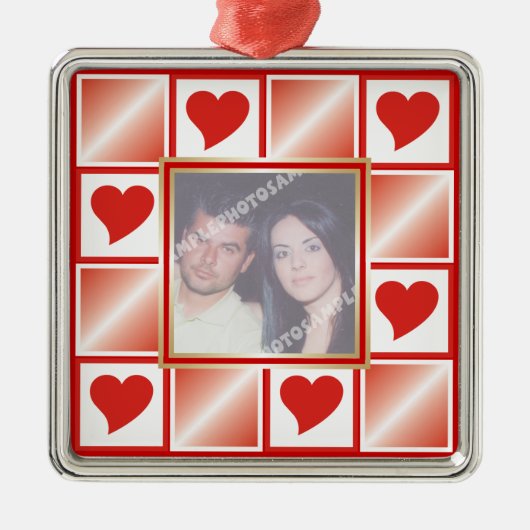 Heart frame Valentines Liebe kundenspezifische Fot Ornament Aus Metall (Vorne)