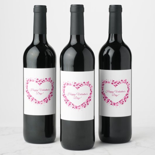 Heart Frame Valentine's Wine Label Weinetikett (Flaschen)