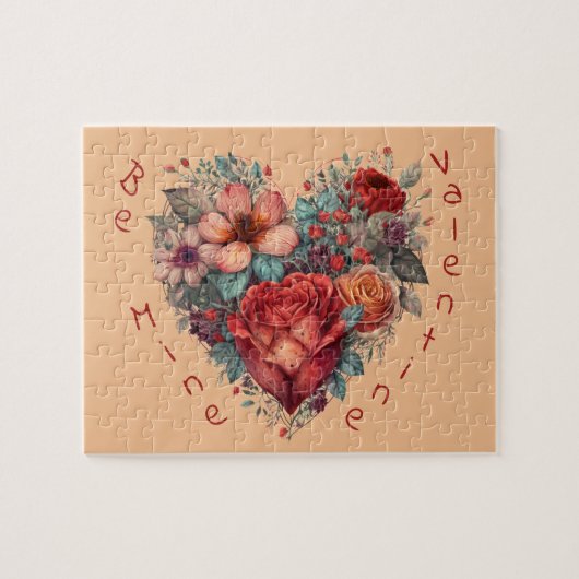 Heart Full of Flowers Vintage Valentine Puzzle (Horizontal)