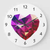 Heart Gemstone Wall Clock Große Wanduhr (Vorderseite)
