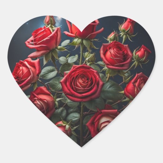 Heart geprägte Sticker mit Rose (Vorderseite)