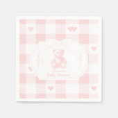 Heart Gingham French Teddy Bear Baby Shower Serviette (Vorderseite)