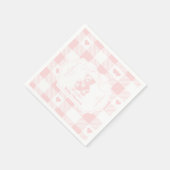 Heart Gingham French Teddy Bear Baby Shower Serviette (Ecke)