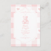 Heart Gingham French Teddy Diapper Raffle Begleitkarte (Vorderseite)