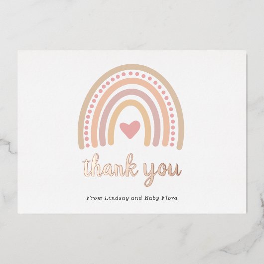 Heart Girl Boho Rainbow Baby Dusche Danke Karte (Vorderseite)