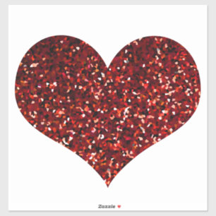 Heart Glittery Red Glitzer Funkelnd Pattern Hochze Aufkleber