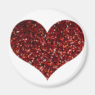 Heart Glittery Red Glitzer Funkelnd Pattern Hochze Magnet