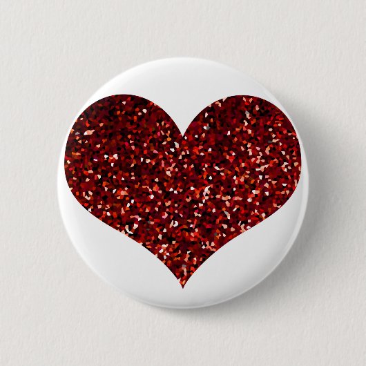 Heart Glittery Red Glitzer Sparkle Pattern Wedding Button (Vorderseite)