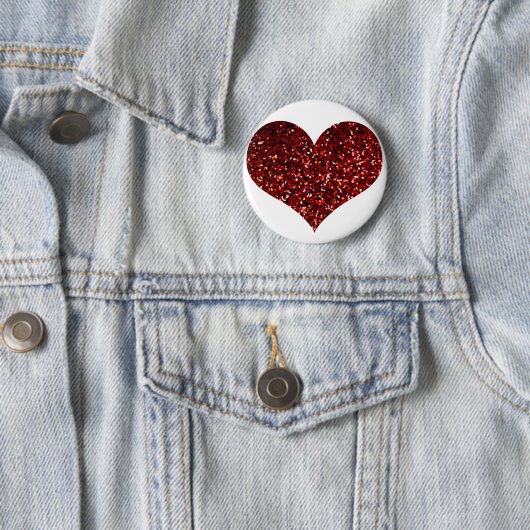 Heart Glittery Red Glitzer Sparkle Pattern Wedding Button (Beispiel)