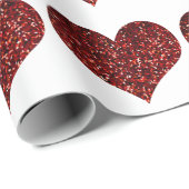 Heart Glittery Red Glitzer Sparkle Pattern Wedding Geschenkpapier (Rolleneckpunkt)