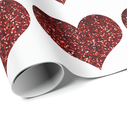 Heart Glittery Red Glitzer Sparkle Pattern Wedding Geschenkpapier (Rolleneckpunkt)