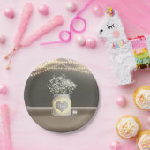 Heart Glows Mason Jar & Gipskraut Wedding Pappteller (Party)