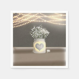 Heart Glows Mason Jar & Gipskraut Wedding Serviette