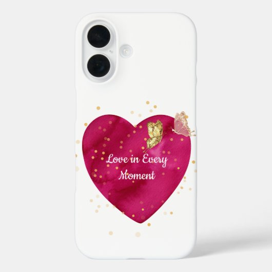 Heart & Gold Butterfly Valentine Phone Case (Rückseite)