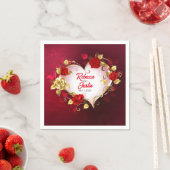 Heart Gold Red Floral Modern Boho Serviette (Beispiel)