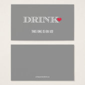Heart Gray Red Wedding Drink Ticket (Vorne & Hinten)