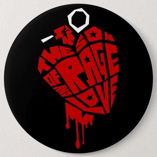 Heart Grenade "Son of Rage and Love" Button (Vorderseite)
