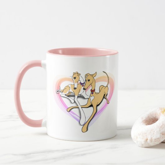 Heart Greyhound Art Tasse (Mit Donut)