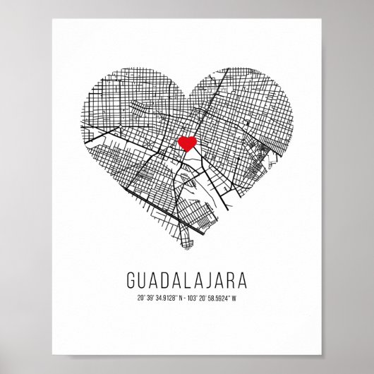 Heart Guadalajara City Map (Mexiko) Poster (Vorne)