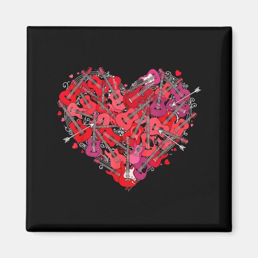 Heart Guitar Love Valentines Day Guitarist Player  Magnet (Vorne)