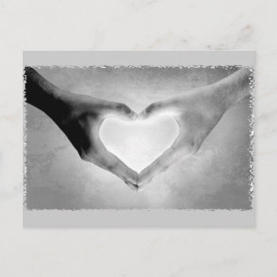 Heart Hands B&W Foto Postkarte
