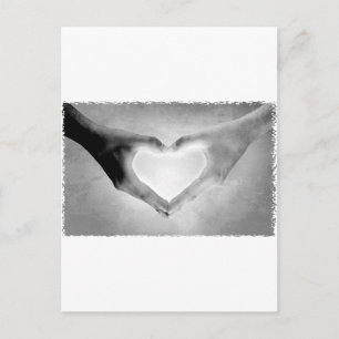 Heart Hands B&W Foto Postkarte