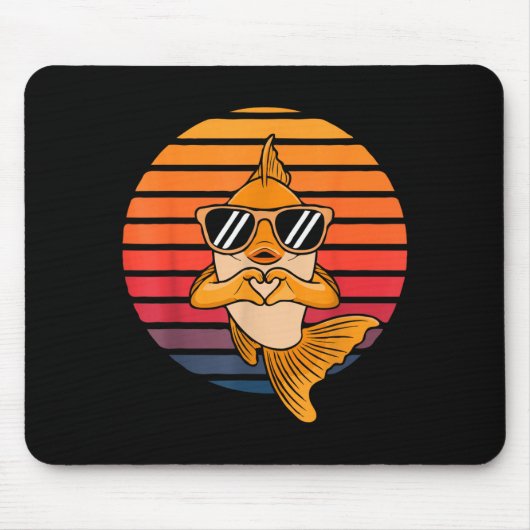 Heart Hands Funny Retro Goldfish Lover Sungles Mak Mousepad (Vorne)