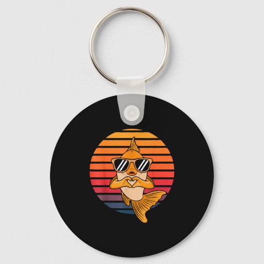 Heart Hands Funny Retro Goldfish Lover Sungles Mak Schlüsselanhänger (Vorderseite)
