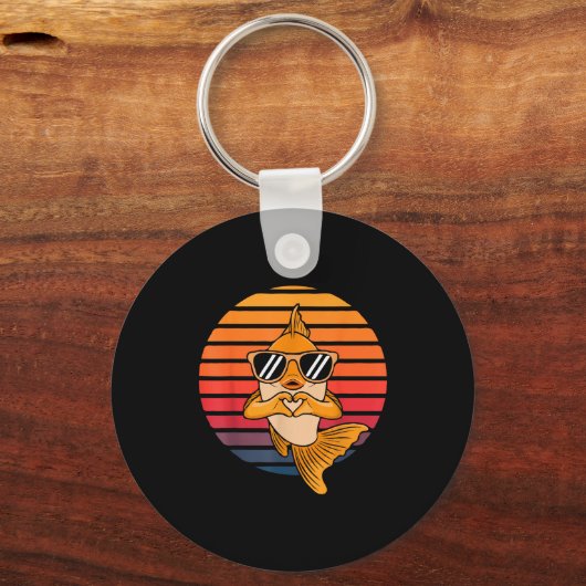 Heart Hands Funny Retro Goldfish Lover Sungles Mak Schlüsselanhänger (Vorderseite)