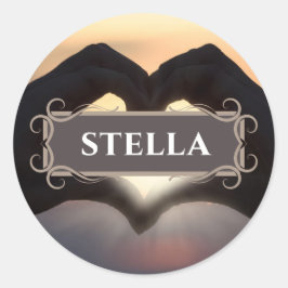 Heart Hands Name Label Aufkleber