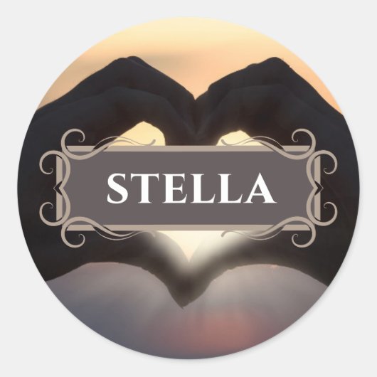 Heart Hands Name Label Aufkleber (Vorderseite)