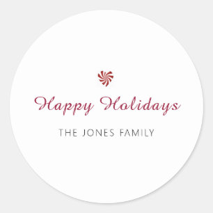 Heart Happy Holidays Weihnachten Runder Aufkleber